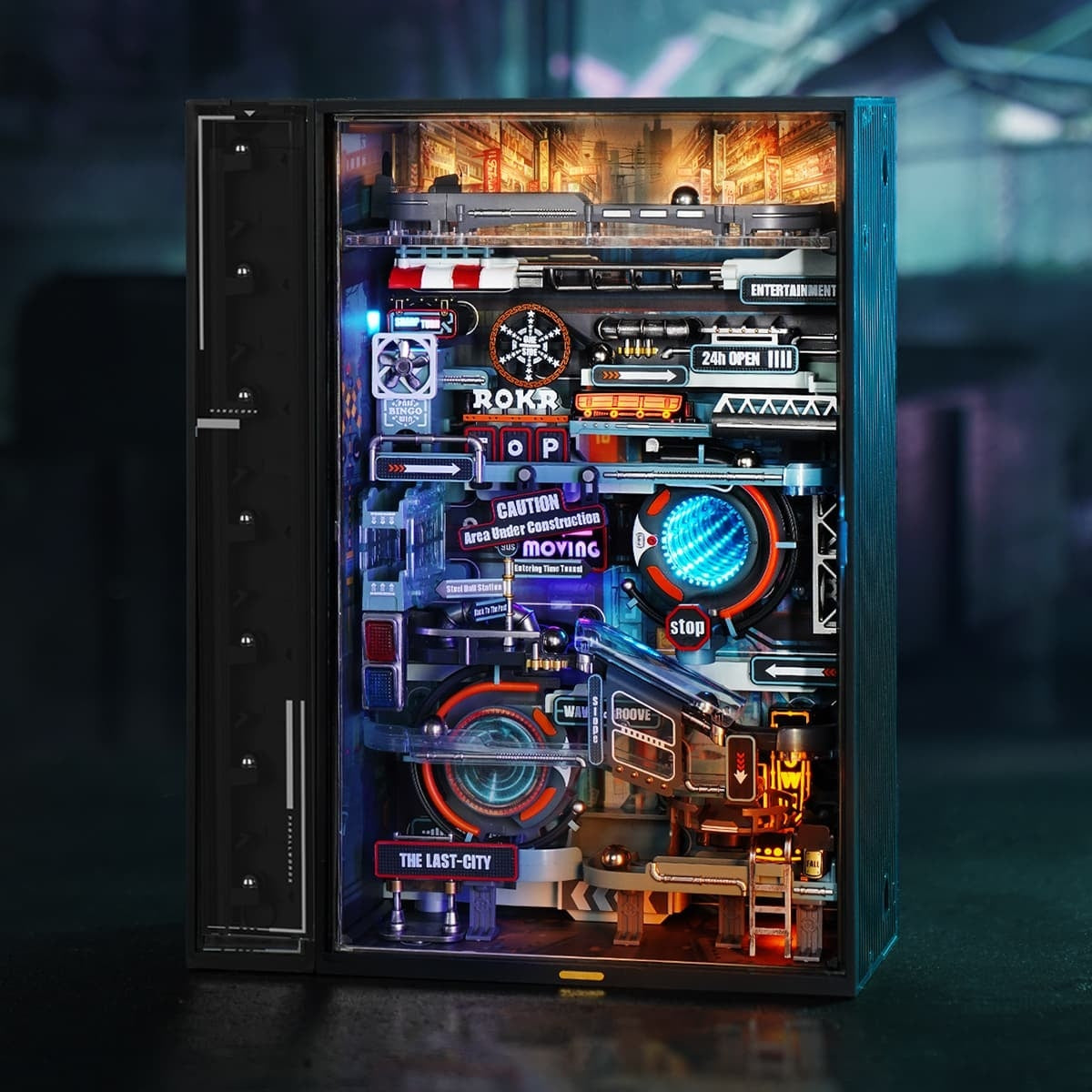 Cyberpunk-Inspired Futuristic Marble Run Puzzle