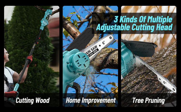 2 in 1 Cordless 8 inch Chainsaw with Pole Saw