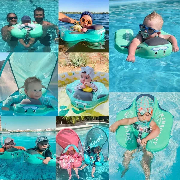 Smart Swim Trainer, Baby Pool Float With Canopy and Solid Swimming Waist Ring