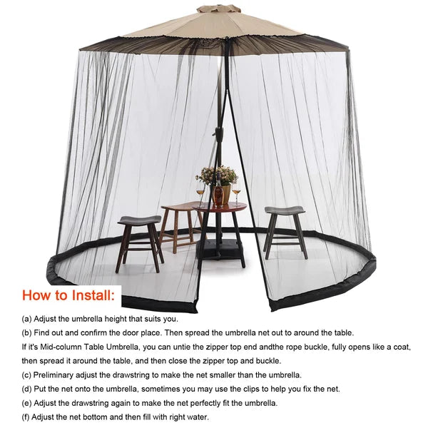 7.5-10 FT Patio Umbrella Mosquito Net, Gift For Camping Lovers