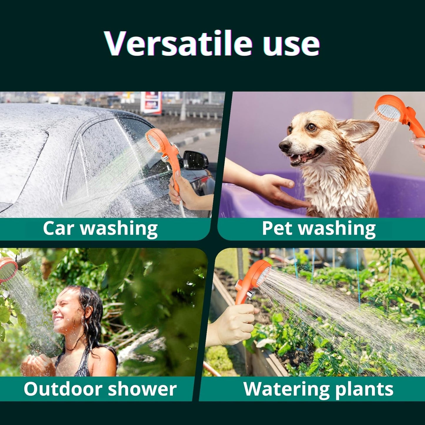 Cilious Rechargeable Portable Camping Shower with Digital Display