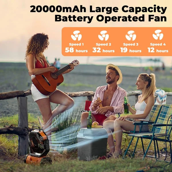 Camping Fan - Powered Fan Rechargeable with LED Lantern