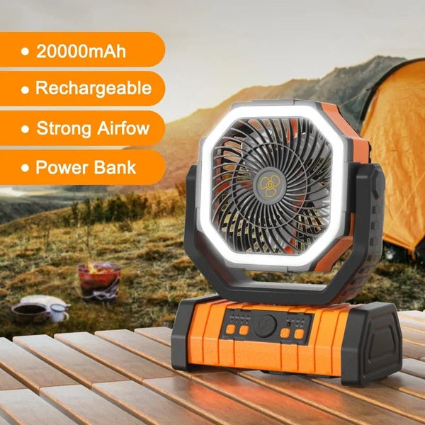 Camping Fan - Powered Fan Rechargeable with LED Lantern