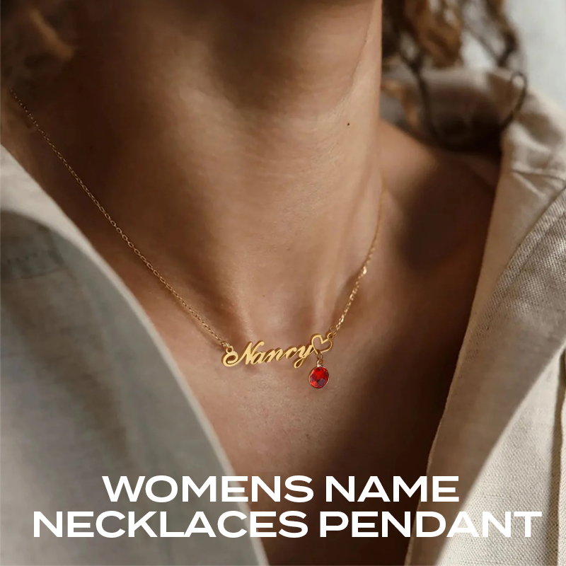 Womens Name Necklaces Pendant With Birthstone, Customized Any Name, Personalized Birthday Gift