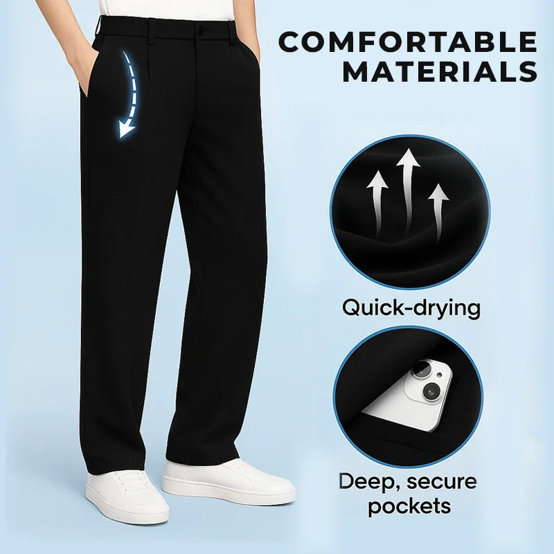 CoolForm Men's Ice Silk Pants – Slim Fit, Super Stretch, Everyday Comfort
