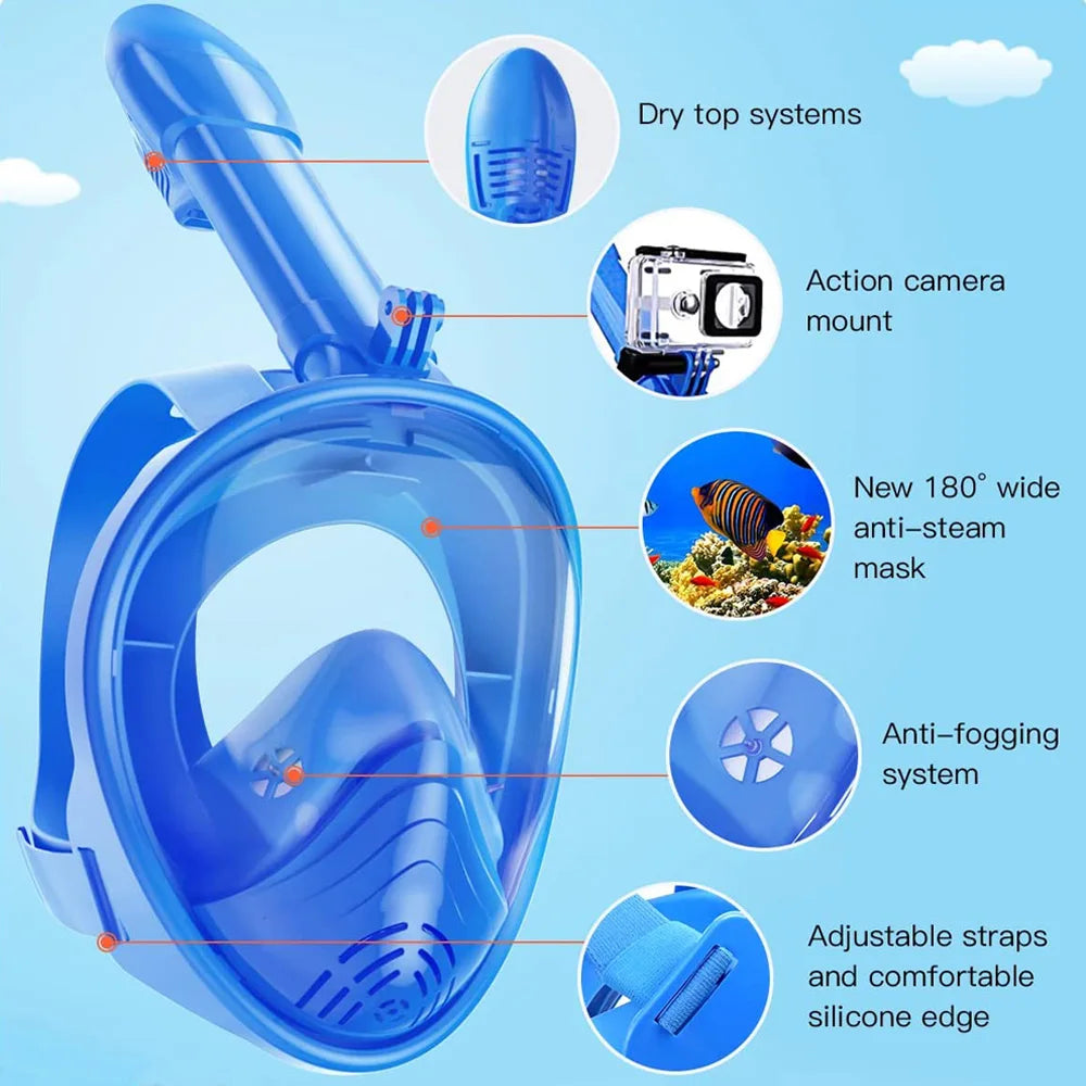 Full Face Snorkeling Mask with Removable Camera Holder