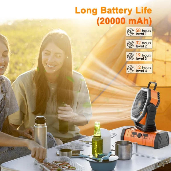 Camping Fan - Powered Fan Rechargeable with LED Lantern