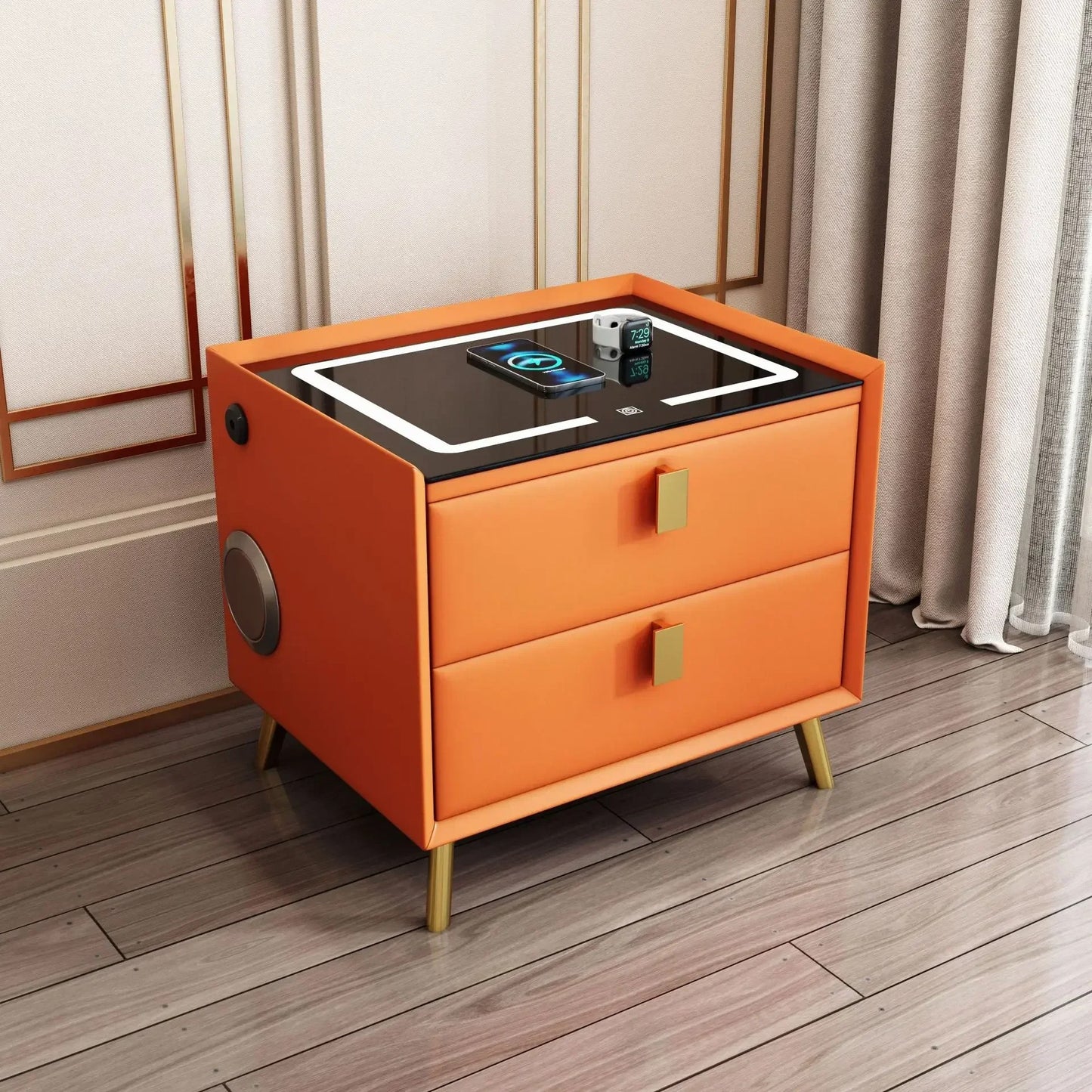 Tech-Integrated Bedside Table