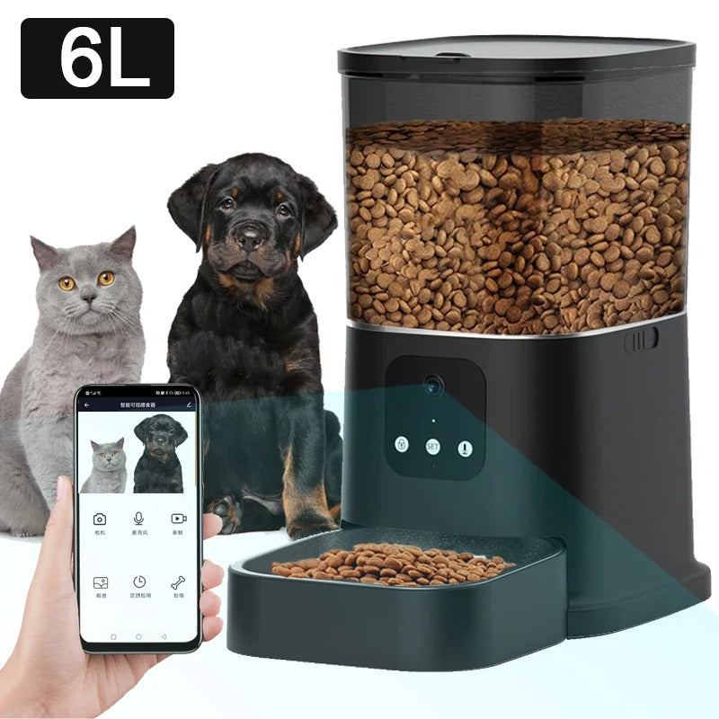 Smart WiFi Cat Feeder with Camera & Audio – 6L