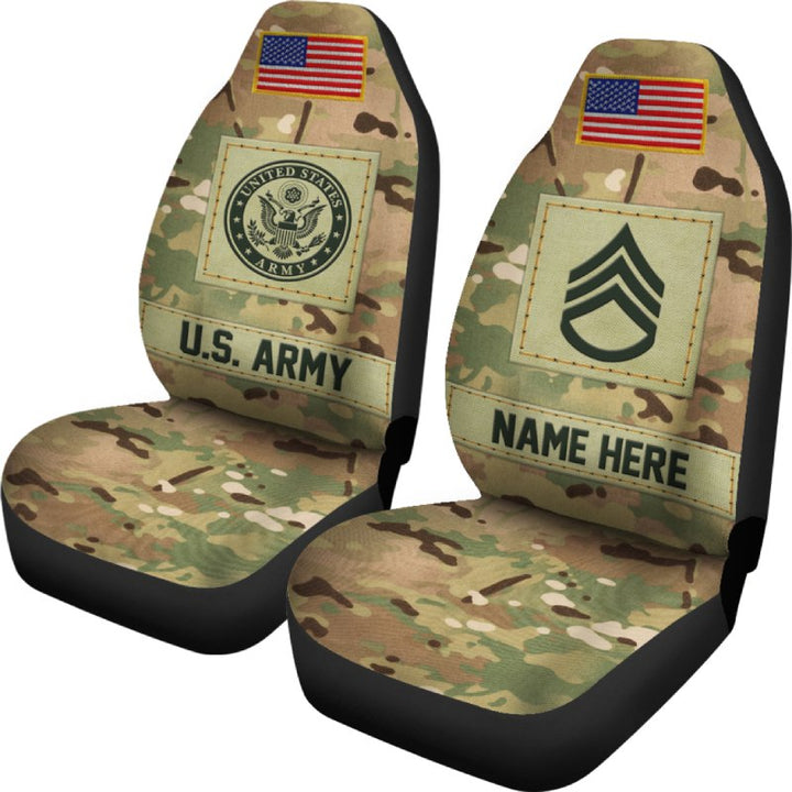 Personalized Car Seat Covers for a Veteran with Military Insignia (2pcs, universal fit)