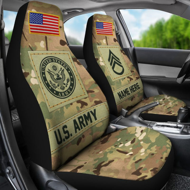 Personalized Car Seat Covers for a Veteran with Military Insignia (2pcs, universal fit)