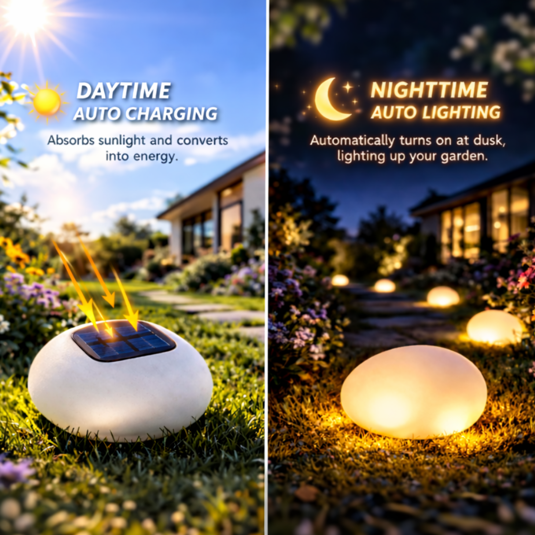 Solar Stone Garden Light - Waterproof, Wireless & Auto‑On Ambient Decor