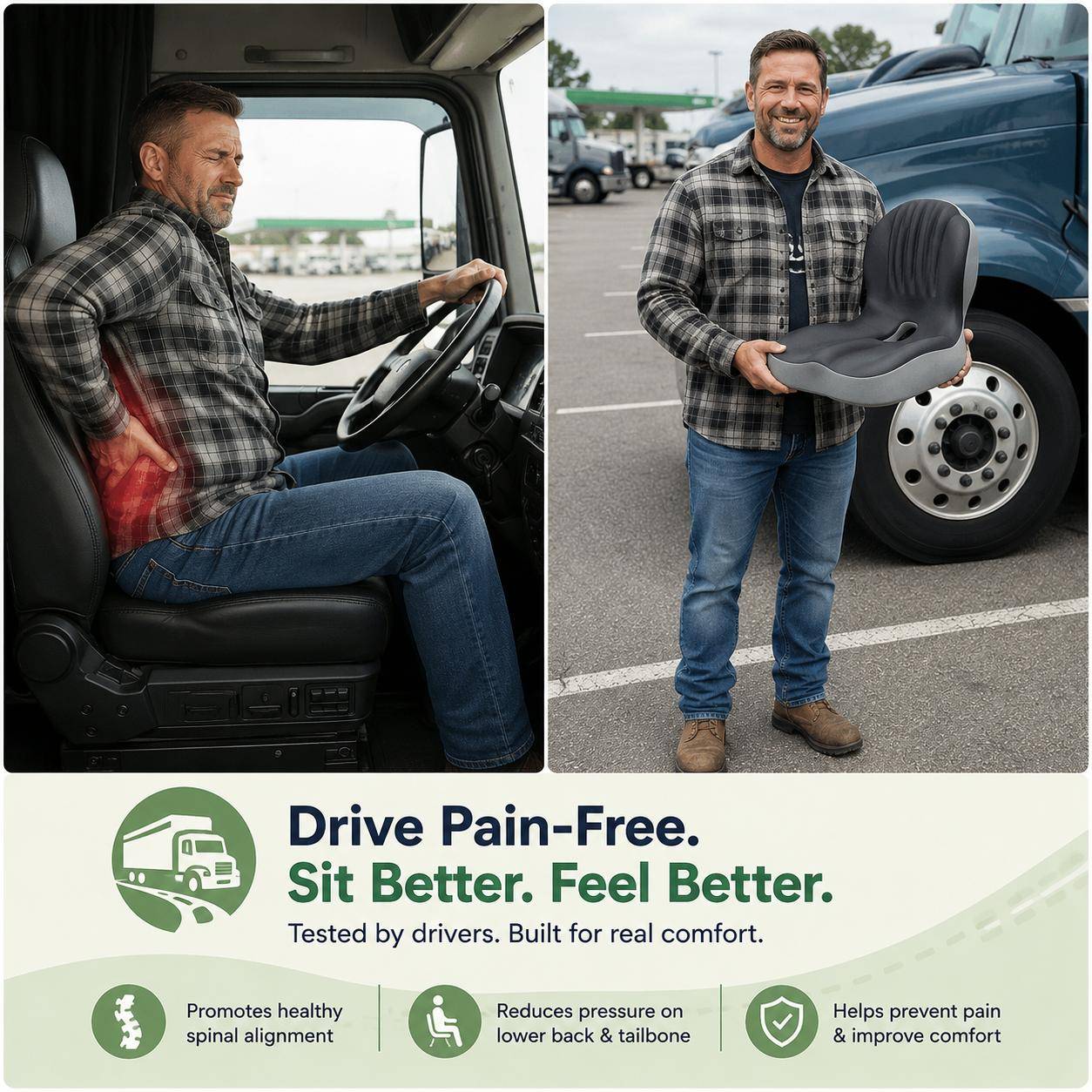 Orthopedic Seat Cushion for Back & Tailbone Support