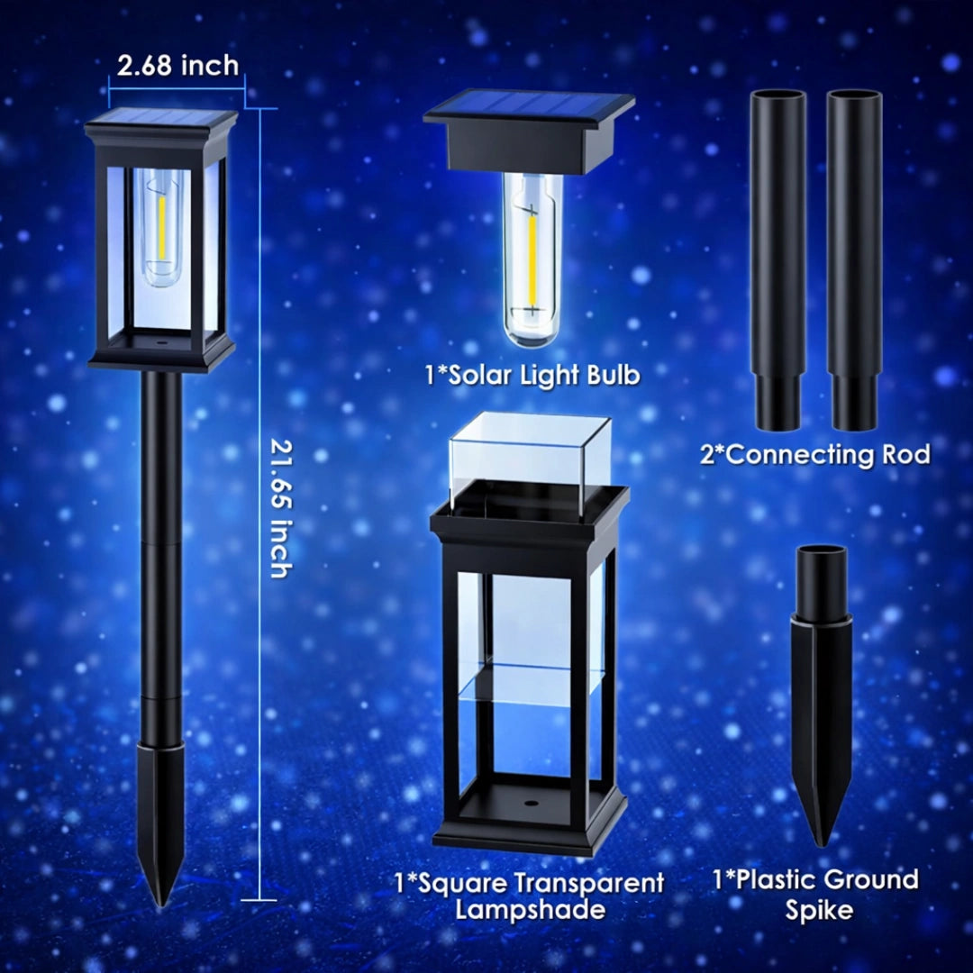 Cilious Ambient Solar Pathway Lights - Auto‑Charging Solar, Tungsten Filament Effect, Waterproof & Wireless