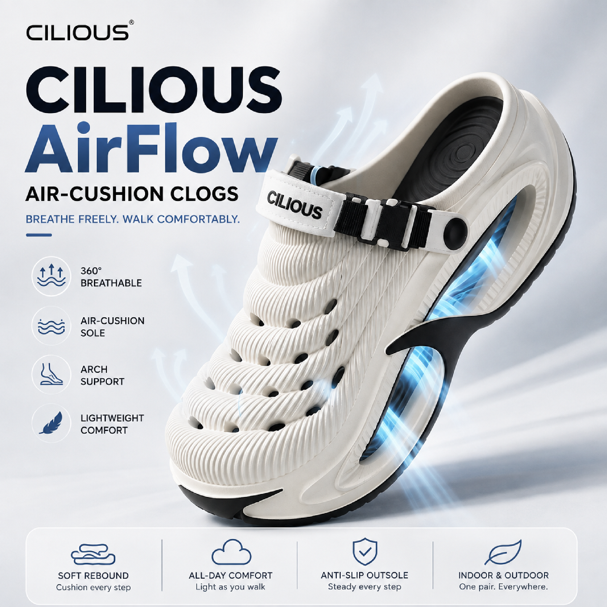 Cilious AirFlow™ Air-Cushion Clogs