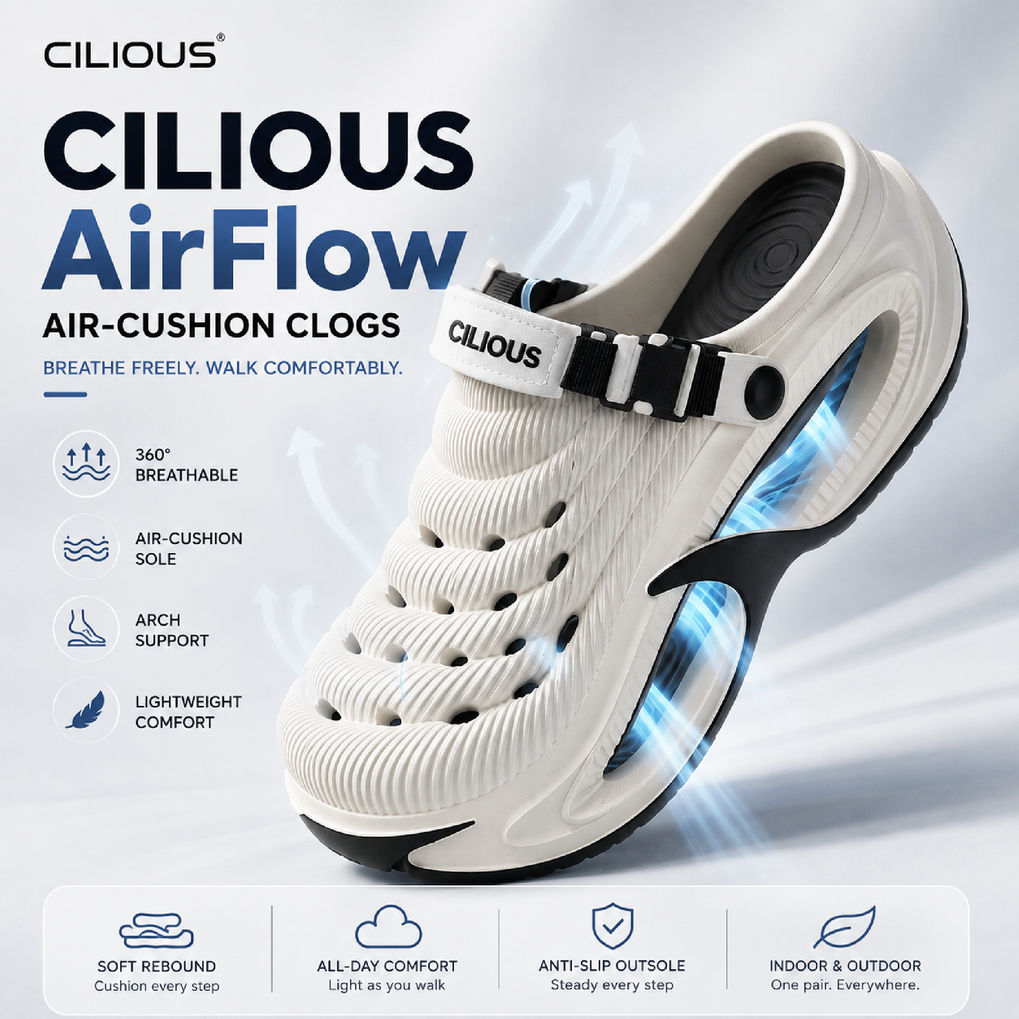 Cilious AirFlow™ Air-Cushion Clogs