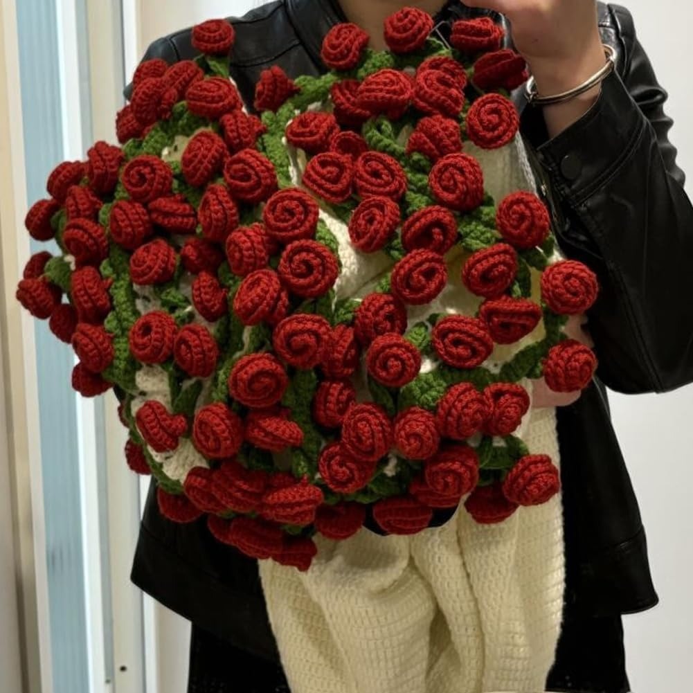 Handmade Crochet Rose Bouquet Handmade Floral Gift That Lasts Forever