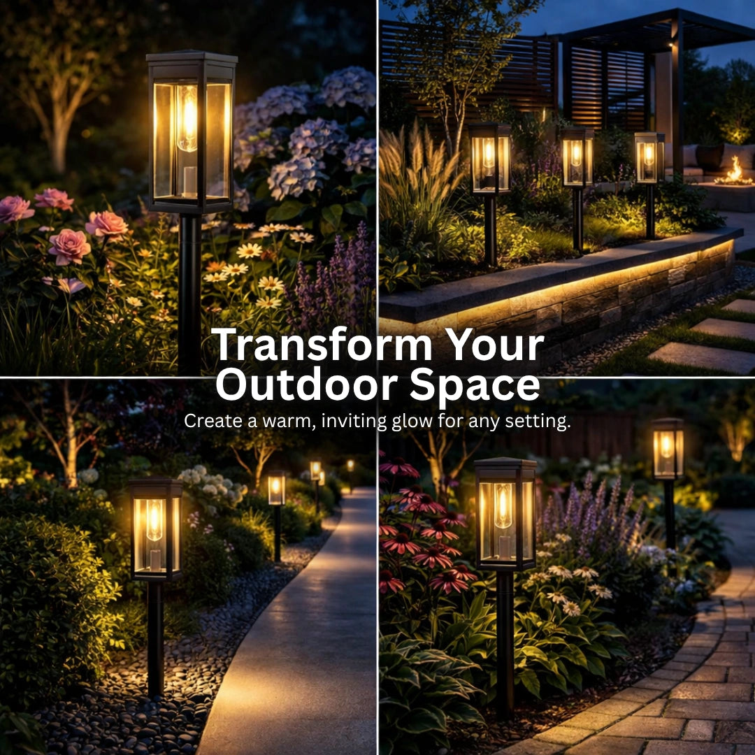 Cilious Ambient Solar Pathway Lights - Auto‑Charging Solar, Tungsten Filament Effect, Waterproof & Wireless