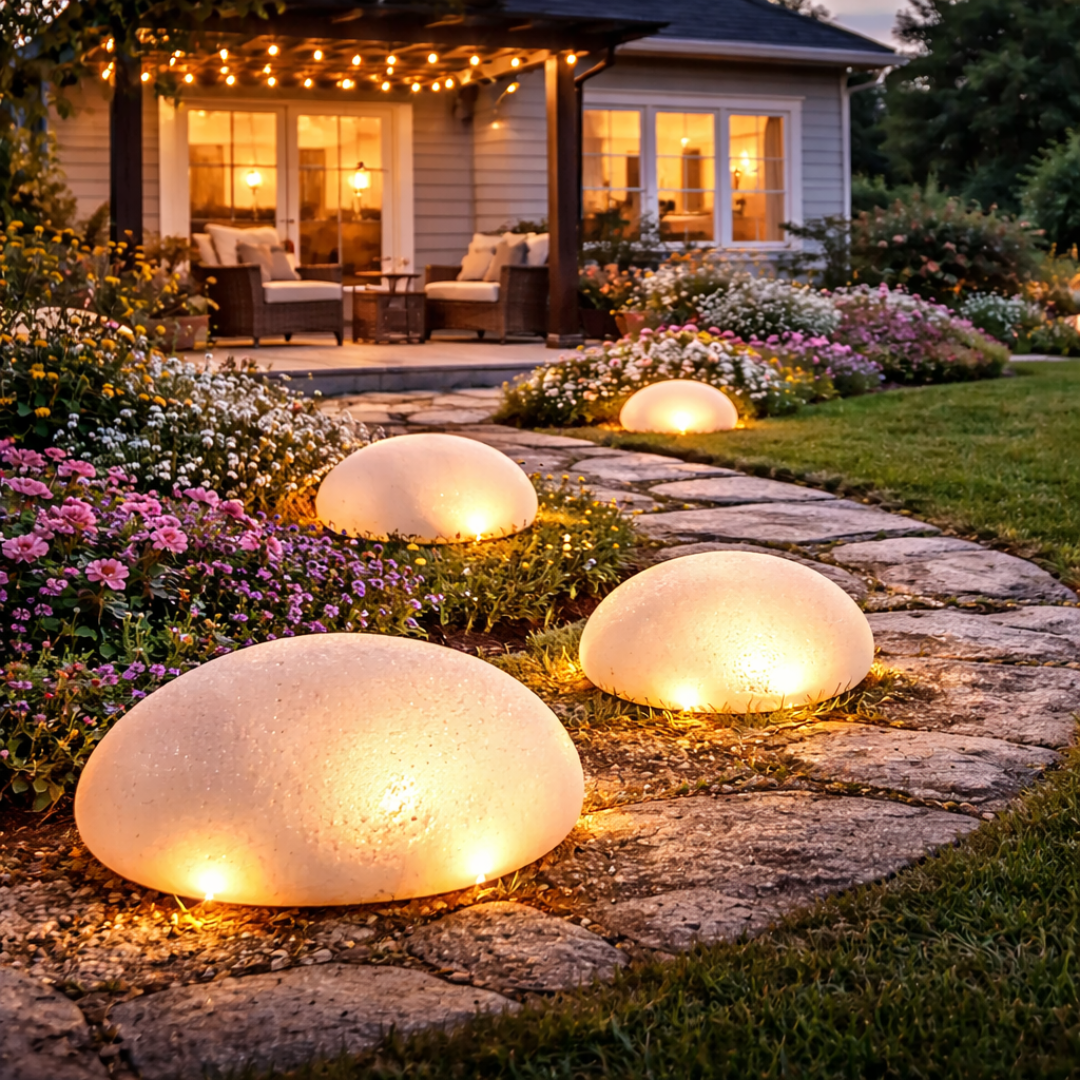 Solar Stone Garden Light - Waterproof, Wireless & Auto‑On Ambient Decor