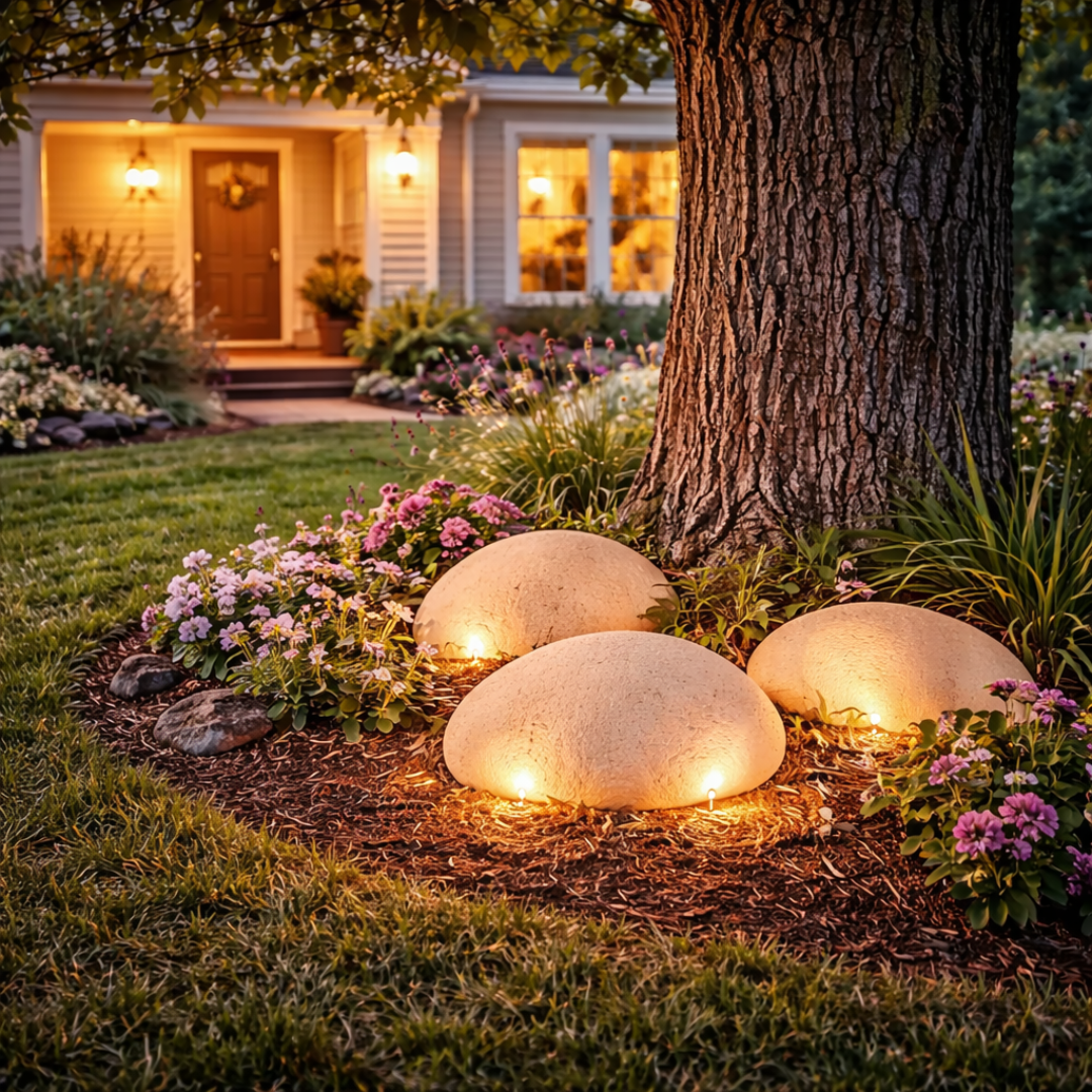 Solar Stone Garden Light - Waterproof, Wireless & Auto‑On Ambient Decor