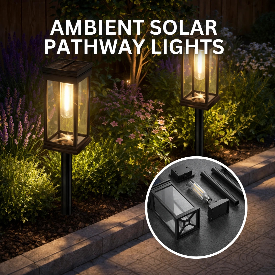 Cilious Ambient Solar Pathway Lights - Auto‑Charging Solar, Tungsten Filament Effect, Waterproof & Wireless