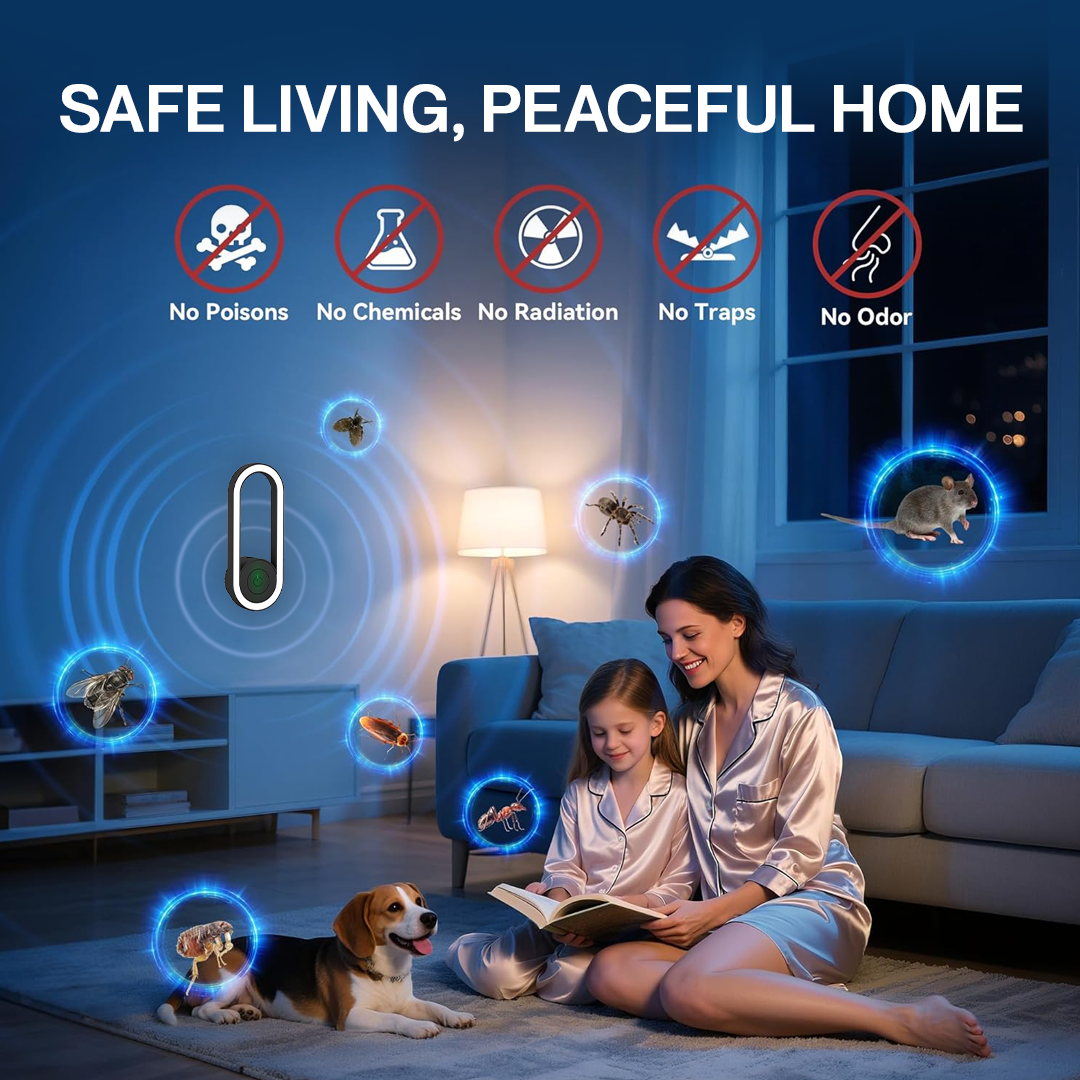 Silent Ultrasonic Flea Repeller Lamp - Safe for Pets & Babies