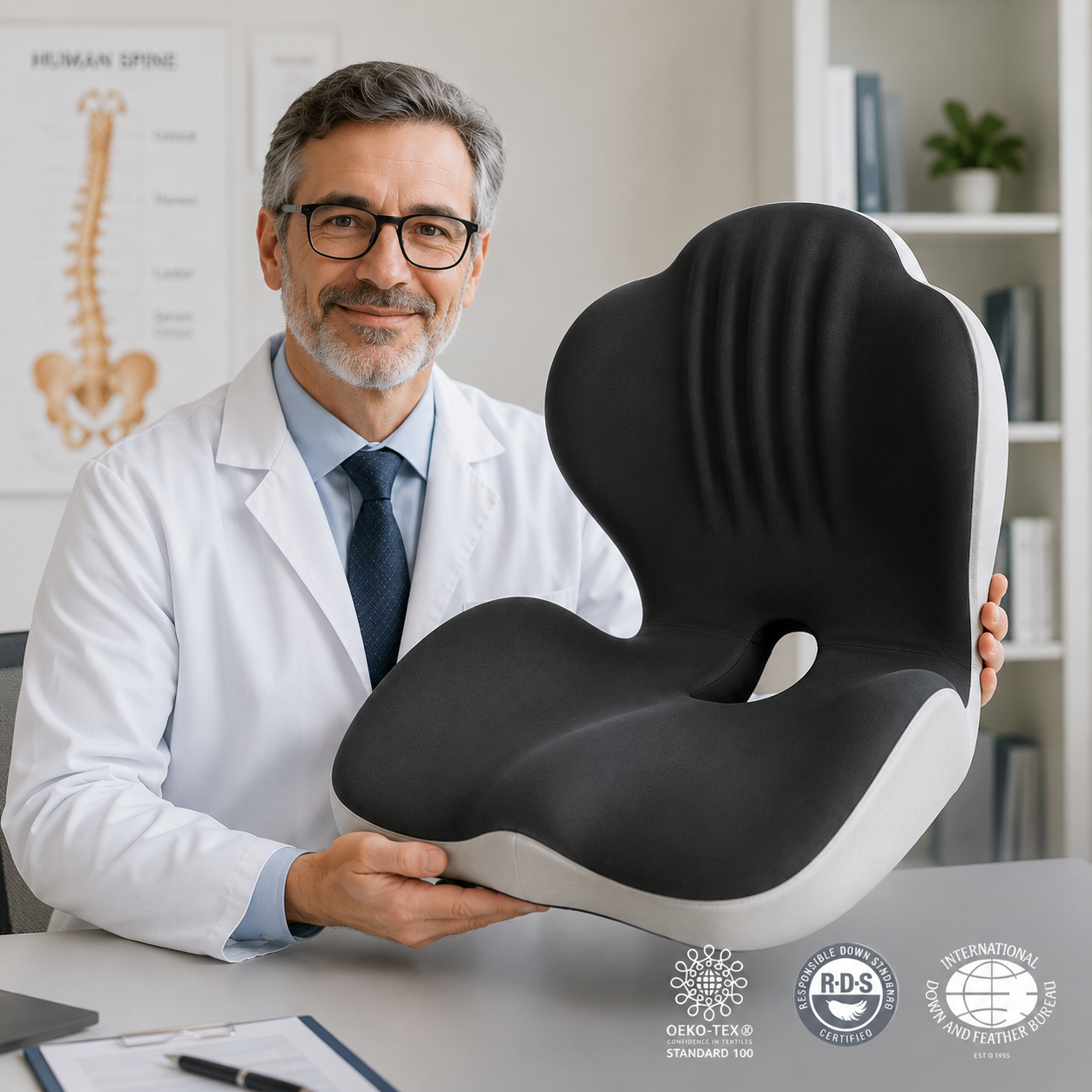 Orthopedic Seat Cushion for Back & Tailbone Support