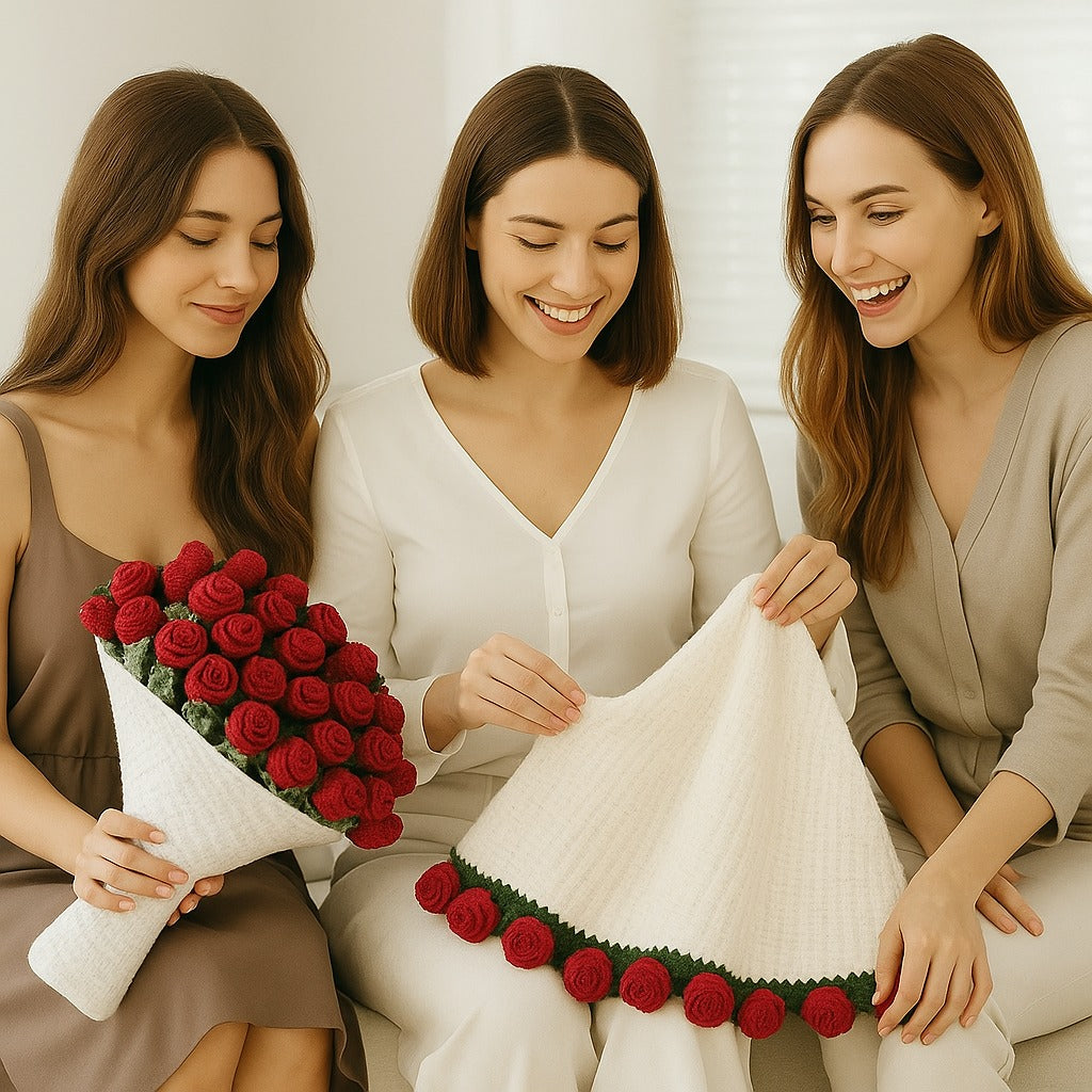 Handmade Crochet Rose Bouquet Handmade Floral Gift That Lasts Forever